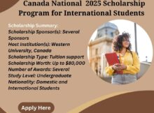 Canada National 2025 Scholarship Program for International Students