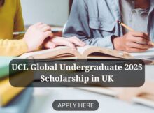 UCL Global Undergraduate 2025 Scholarship in UK